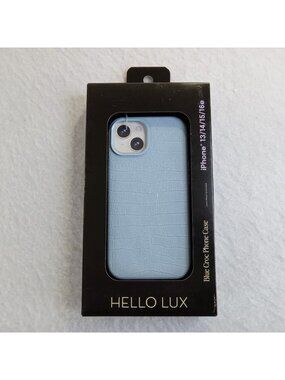 HELLO LUX Blue Crocodile Faux Leather Case for iPhone 13 14 15 16e Dual Layer